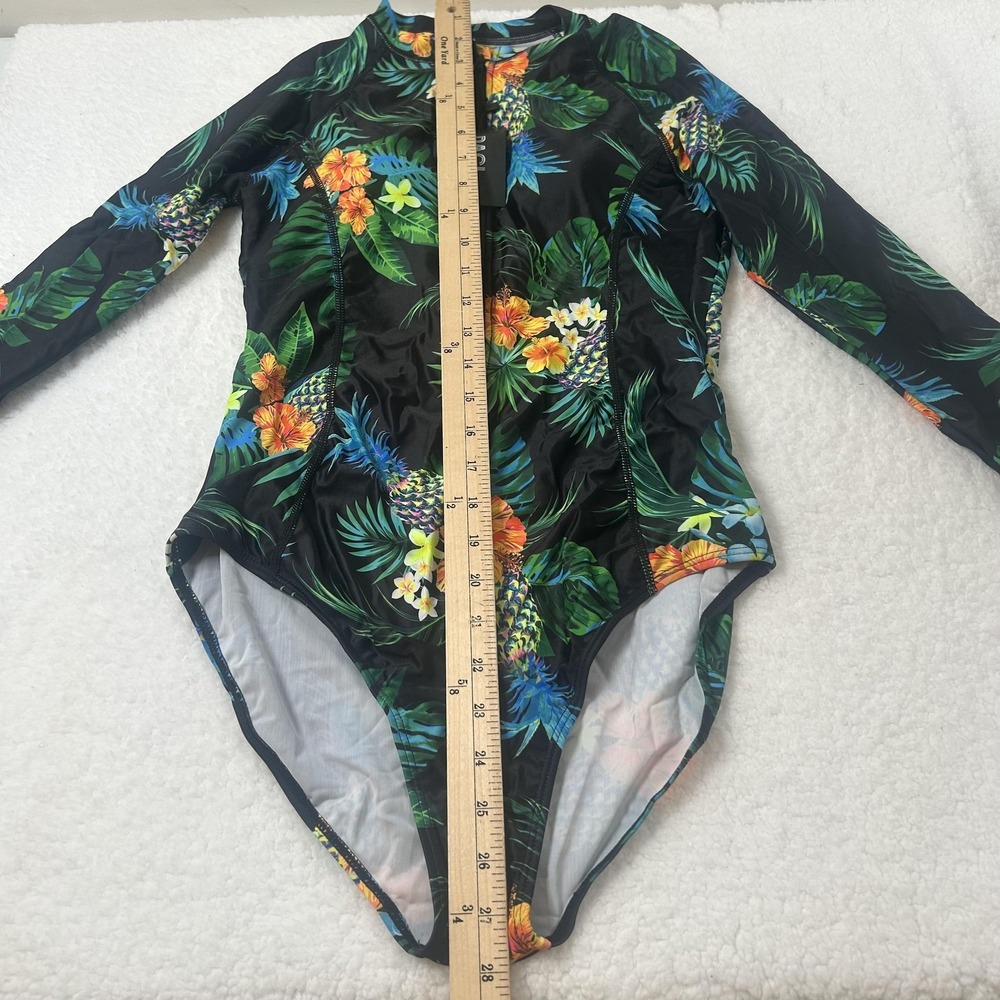 Daci Rash Guard Swimsuit Womens Medium Tropical Floral One Piece Long Sleeve - Picture 7 of 10